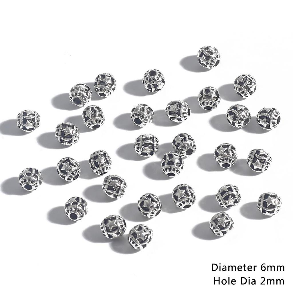 6 mm 20 stk hule antikk sølv vintage metallperler for DIY smykker