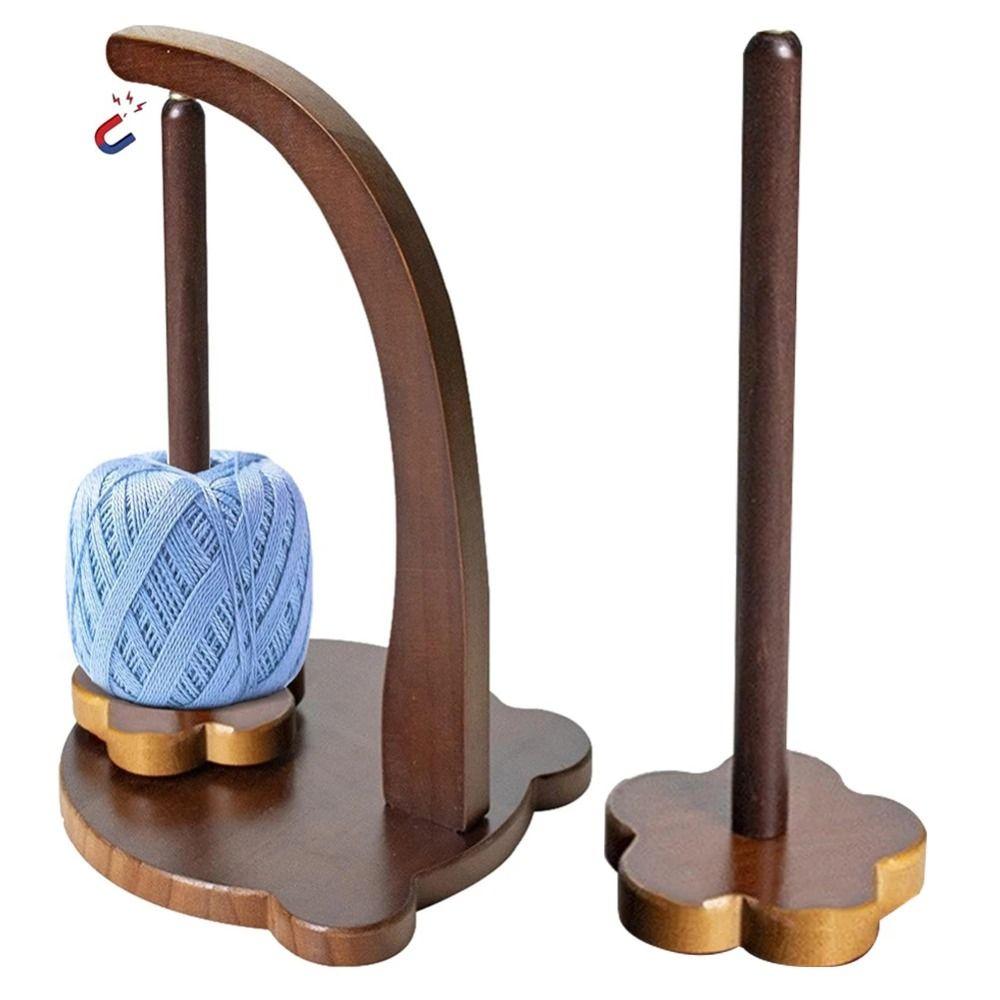 360° Rotatable Yarn Holder Magnetic Suction Wooden Magnetic Spool Holder Space Saving Spinning Knitting Tools Yarn Spinner
