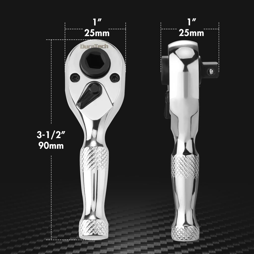 2-in-1 Mini Dual Head Stubby Ratchet Handle 1/4'' Drive Finger Ratchet Spanner Two Screwdriver Bits Repair Hand Tool