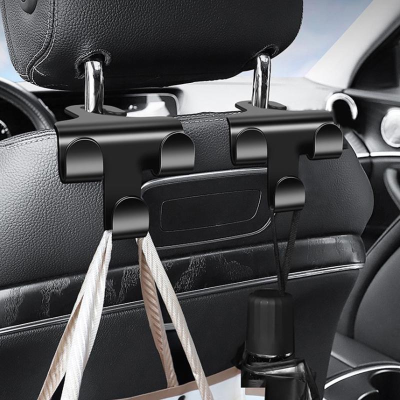 Car Seat Headrest Hook 3 Pack Hanger Storage Organizer Universal for Handbag Purse Coat Fit Universal Vehicle Car Black