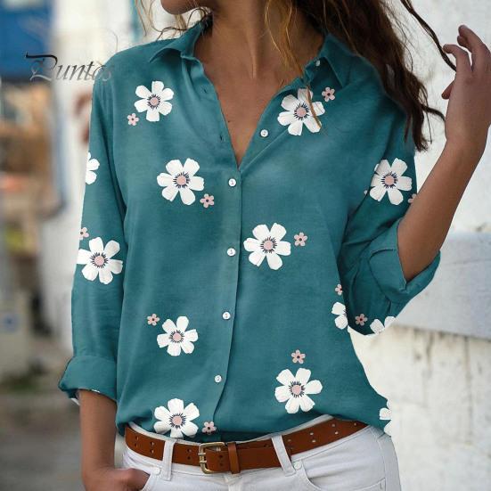 Buy Women Long Sleeve Turn Down Collar 