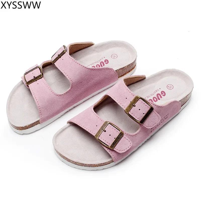 Mote 16 stil Kvinner Menn Korktøffel Kvinner Sommer Blandet Farge Casual Strand Slip on Flip Flops Slides Sko Pluss Størrelse 35-46