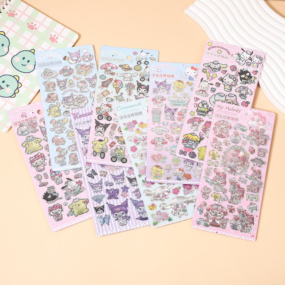 

Kuromi Shimmer 3D Stickers Adorable Cartoon DIY Creative Stationery Stickers Sweet 3D Embossed Stickers designed for Girls