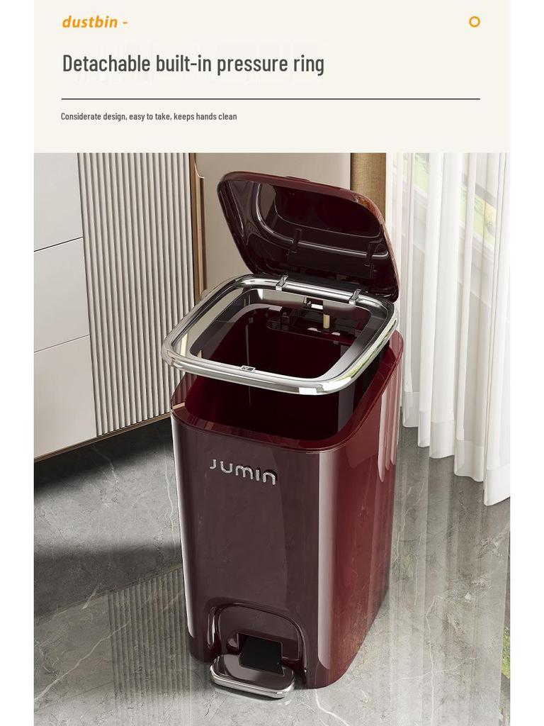 Luxury Pedal Trash Bin with Lid: Hands-Free Operation for Kitchen, Living, Dining, Bedroom