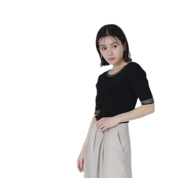 

Natural Beauty Basics Sheer Sleeve Rib Black Sweater, Knit, Women s, чёрный