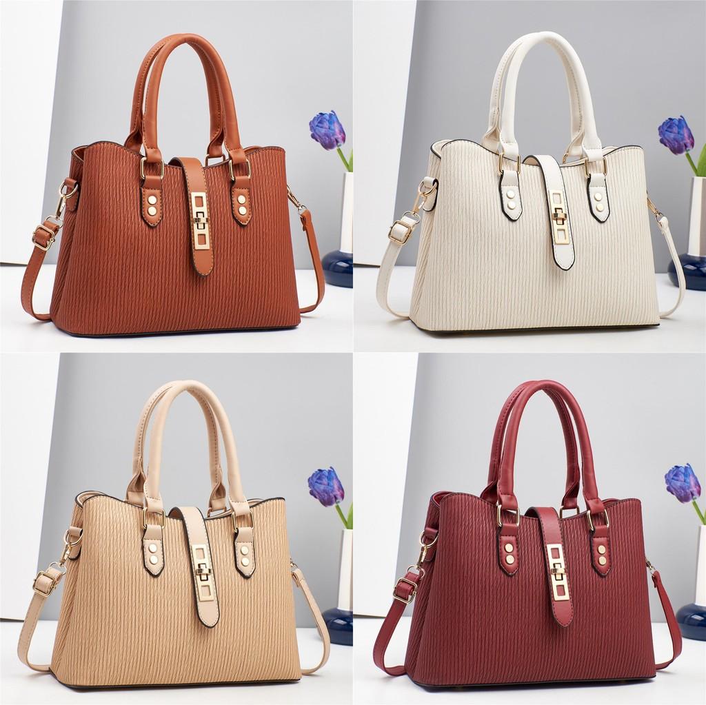 Trendy Crossbody Pu Leather Tote Bag For Women Ample Space In Blue And Beige