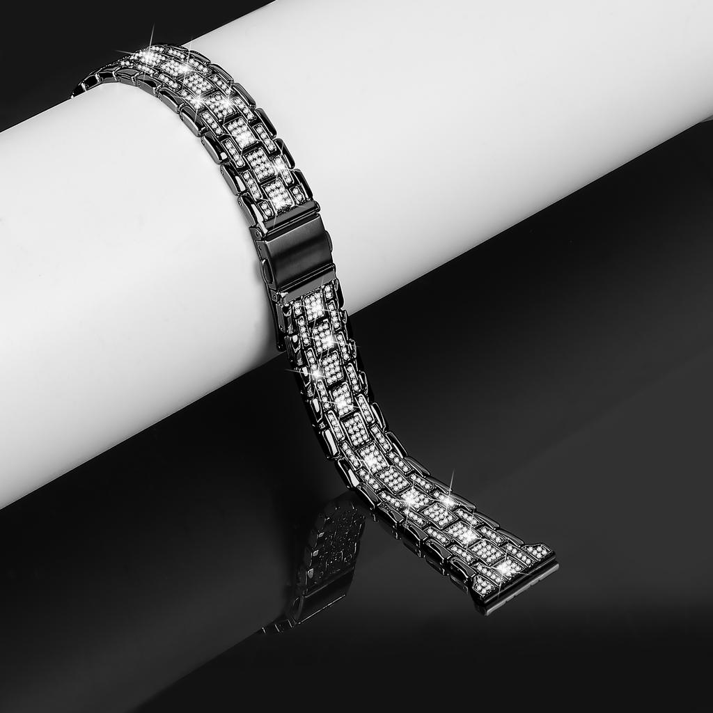 For Samsung Galaxy Watch FE 40mm 5-Bead Strap Sparking Rhinestones Metal Watch Band