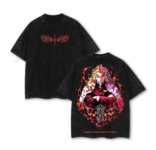 Demon Slayer Tanjiro Kamado "Destroy" Kanji Vintage Washed Dual Print Anime Streetwear Women And Men T-Shirt
