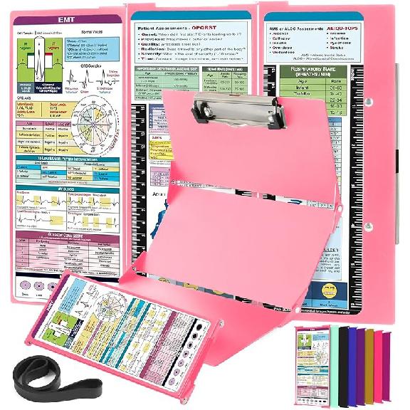 Nursing Clipboard with Nursing and Medical Edition Cheat Sheets 3 Layers Aluminum Foldable Nurse Clip Board Nursing Student Essentials - Foldable