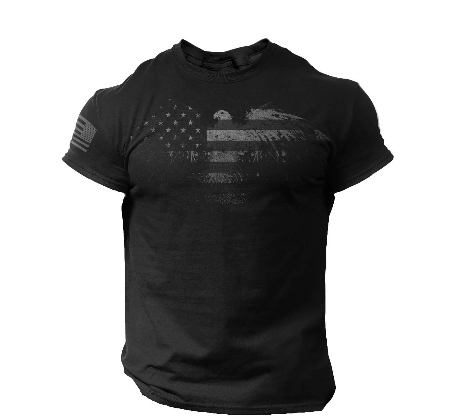 USA Eagle Flag T Shirt Distressed Patriotic American Tee S - XXL S
