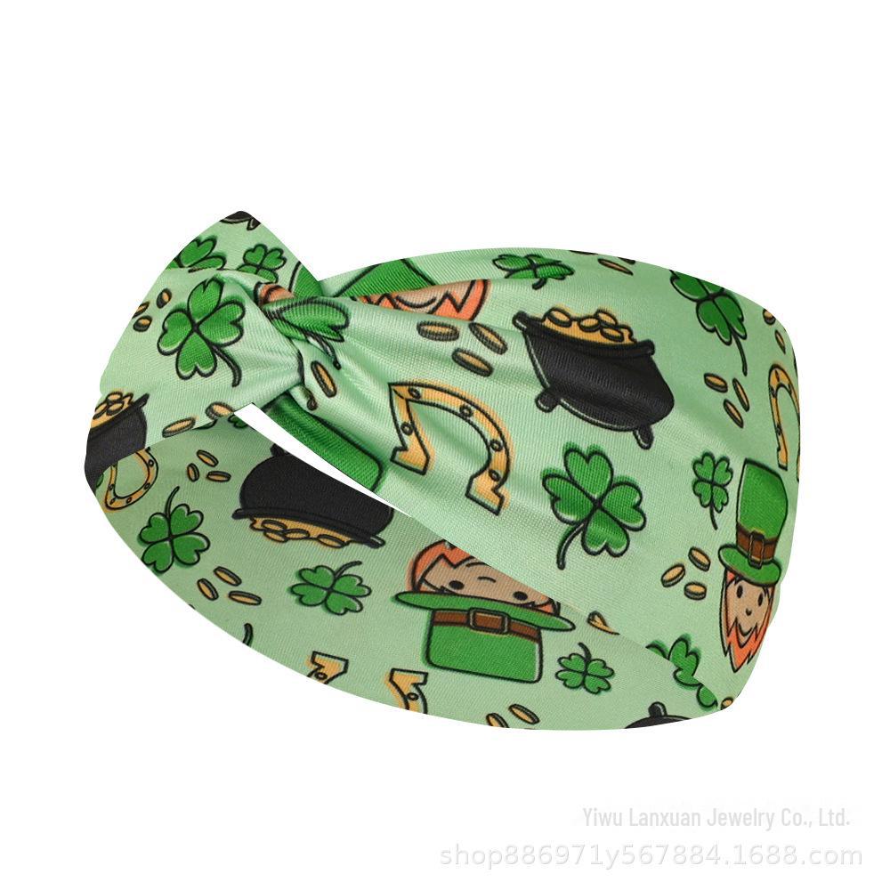 

Европейская и Американская ул.. Эластичная повязка на голову с четырехлистным клевером ко Дню Святого Патрика