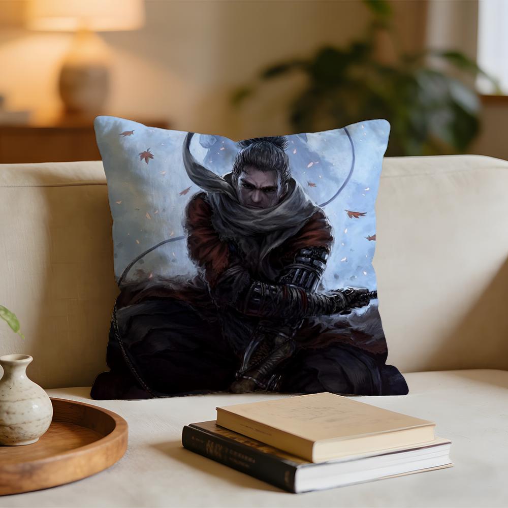 Heißes Spiel Sekiro Shadows Die Twice Kissenbezug Kurzer Plüschkissenbezug für Bett Sofa Auto waschbar