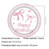 Pink Bow Party Supplies Set: Plates, Cups, Flags, Table Decor for Birthday and Theme Parties.
