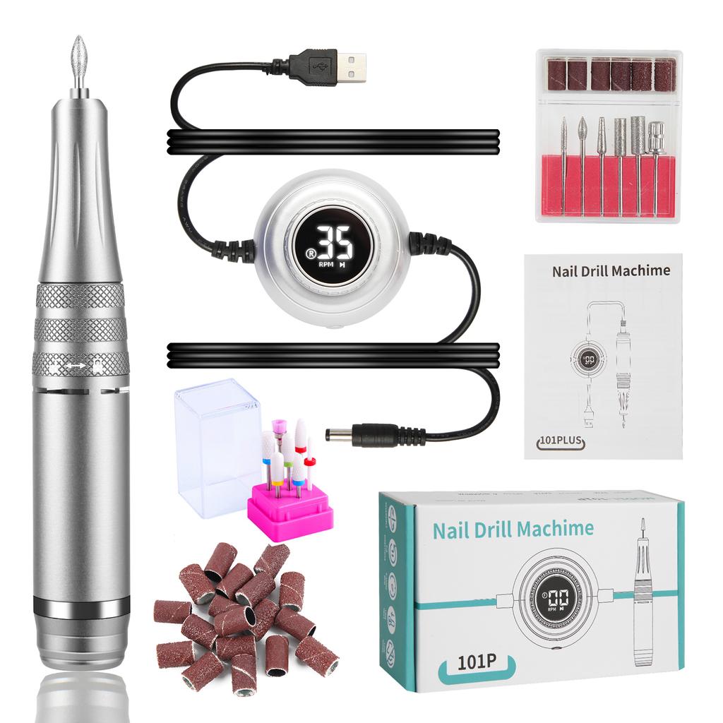 35000RPM Electric Nail Drill Machine Cordless Nail Sander for Nail Polish Rechargeable Portable Nail File for Acrylic Gel