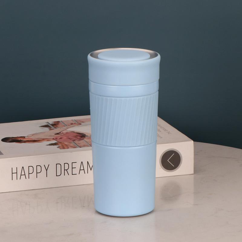 Silicone Set Cup Simple Straight Cup with Tea Net Stainless Steel Business Thermos Cup