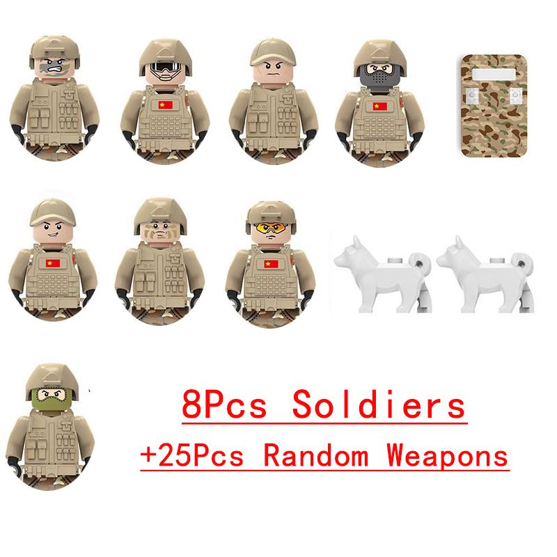 Special Forces Soldier Police Gangster Military Armored Vehicle Car Weapons SWAT WW2 Gun Building Blocks Figure Model Brick Toys