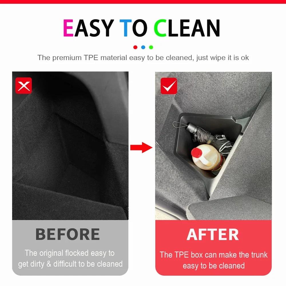 Tesmayx Car Trunk Side Storage Box For Tesla Model Y Juniper 2026 2026 Flocking TPE Cover Mat Partition Board Stowing Space