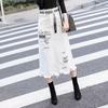 Women's Summer Denim Skirt Hole Breaking Vintage Half-body Skirt Large Size Casual Skirt Office Skirt