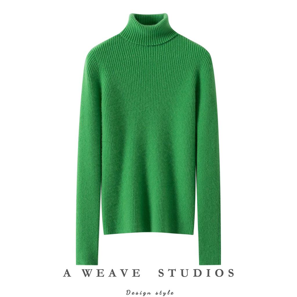 Women's High Neck 100% Pure Cashmere Sweater - Thickened, Slimming, Warm Knit Base Layer