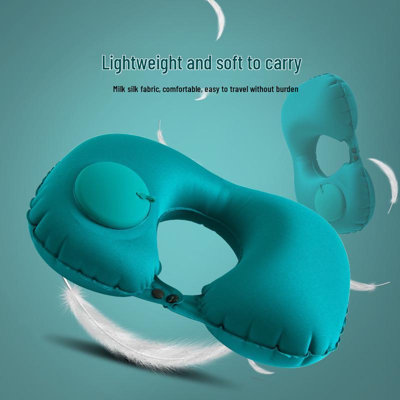 Press-Type Inflatable U-Shaped Neck Pillow for Travel and Office - Creative and Portable Neck Support Pillow