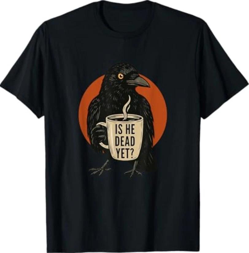 is He Vintage Dead Yet Dark Crow Raven Bird Humor Retro T-Shirt M