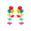 Floral Chiffon Layered Earrings Women Beach Vacation Statement Lightweight Luxury Minimalist Design