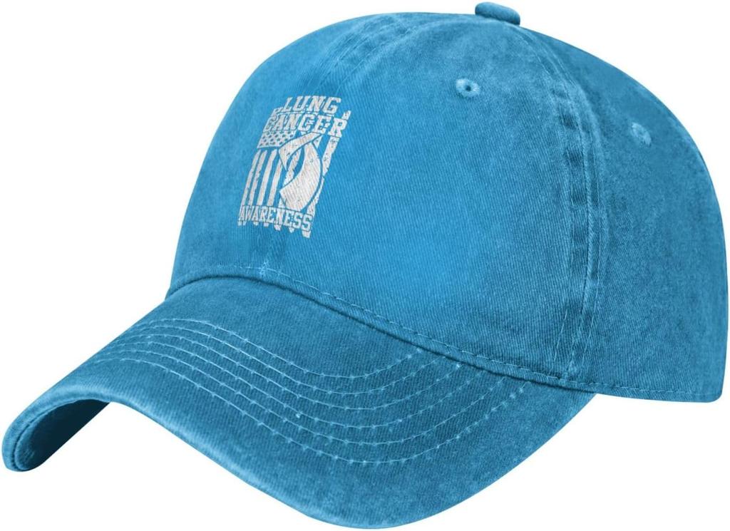 Lung Cancer Awareness Ribbon Flag Washed Baseball Cap Classic Cotton Adjustable Dad Hat Casual