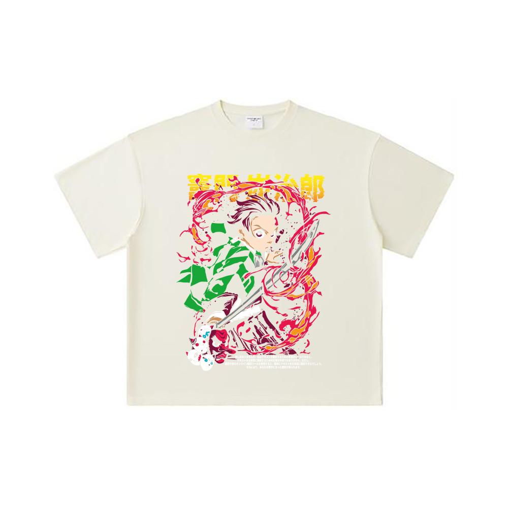 

Хлопковая футболка унисекс плотностью 260 г/м², двойная пряжа, 32 счет, 100% хлопок, с принтом Танджиро из Demon Slayer V19 S абрикосовый