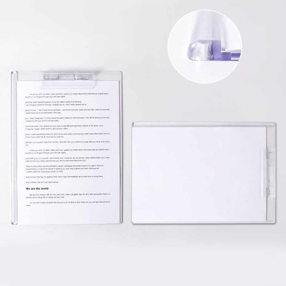 Durable Memo Clipboard Transparent Paper Organizer Portable Writing Tablet Signing