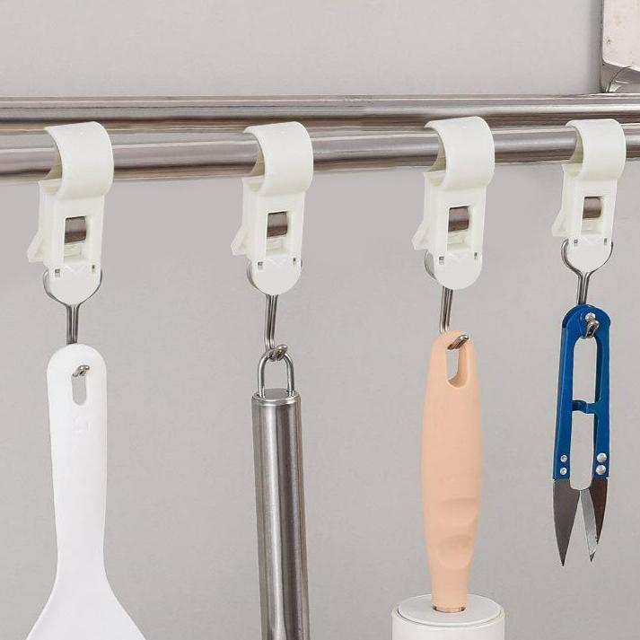 4 Stuks Pijpklem Haak Keuken Klem Zonder Boren Verplaatsbare Huls Pijp Plastic Vaste Handdoekrek Klemstang Roterende Haak