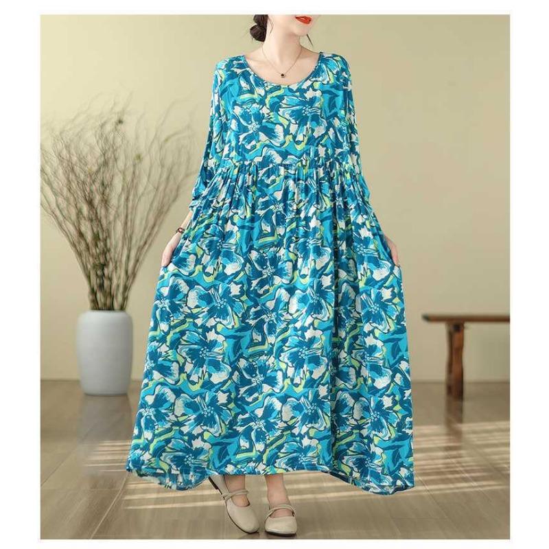 Summer New Vintage Print Literary Dress