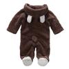 Baby Coral Fleece Hooded Romper - Long Sleeve, Warm Autumn/Winter Jumpsuit for Toddlers