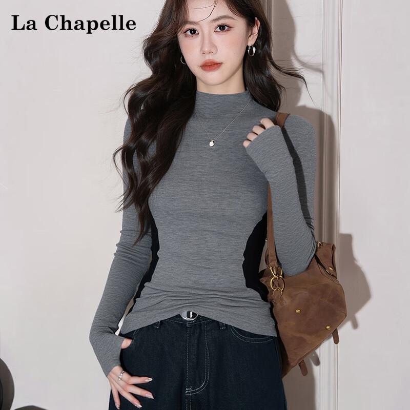 La Chapelle Women's Slim Fit Mock Neck Knit Top