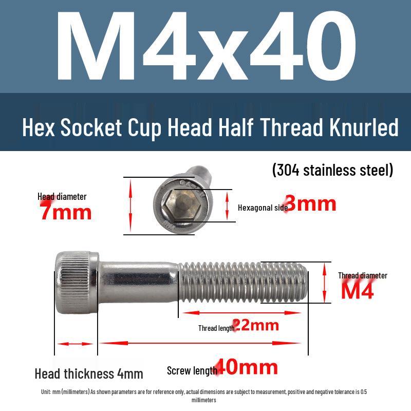 304 Stainless Steel Hex Socket Screws M4-M20, Cylindrical Head, Partial Thread Bolts