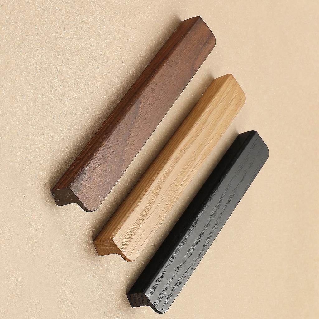 Wooden Pulls Wardrobe Door Handle Beech Wood Black Walnut Drawer Knob Cabinet Bedside Table Pull