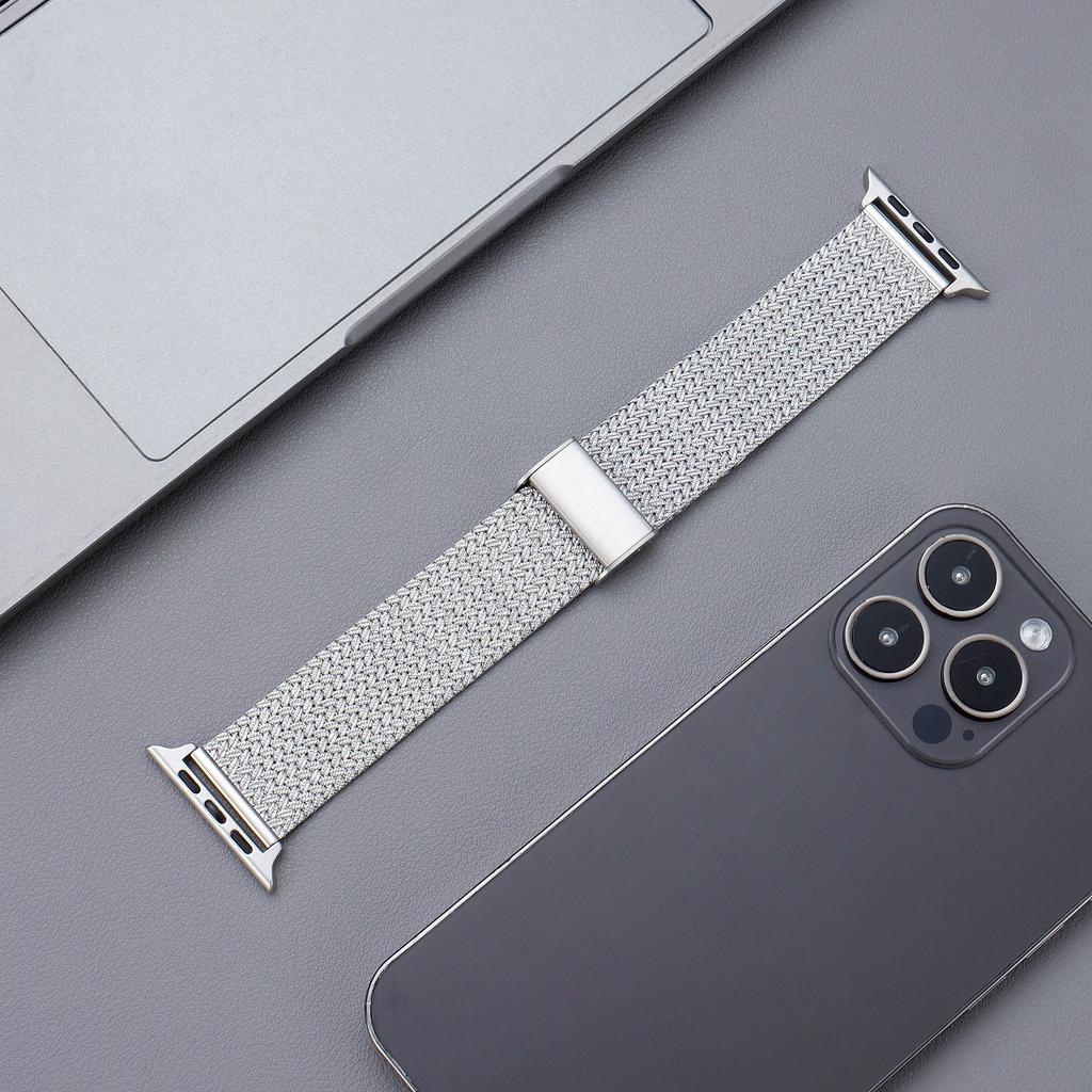 Metal Mesh Magnetic Clasp Band for Apple Watch Series 9/8/7/6/5/4/SE/Ultra 45mm 44mm 42mm 41mm 40mm 38mm 49mm Stainless Steel