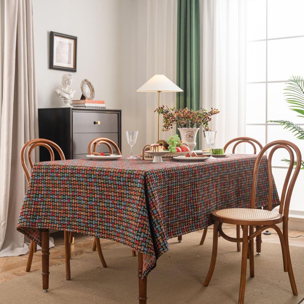 Indoor Outdoor Dinning Tabletop Decoration Rectangle Cotton Linen Table Cloth