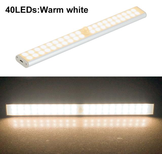 24/40/60 LED USB Rechargeable Under Cabinet Light Wireless Motion Sensor Closet Light Magnetic Strip Kitchen Night Lamp For Room