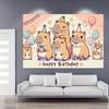 Stendardo di compleanno colorato con capibara in poliestere, sfondo allegro con capibara, decorazione per feste