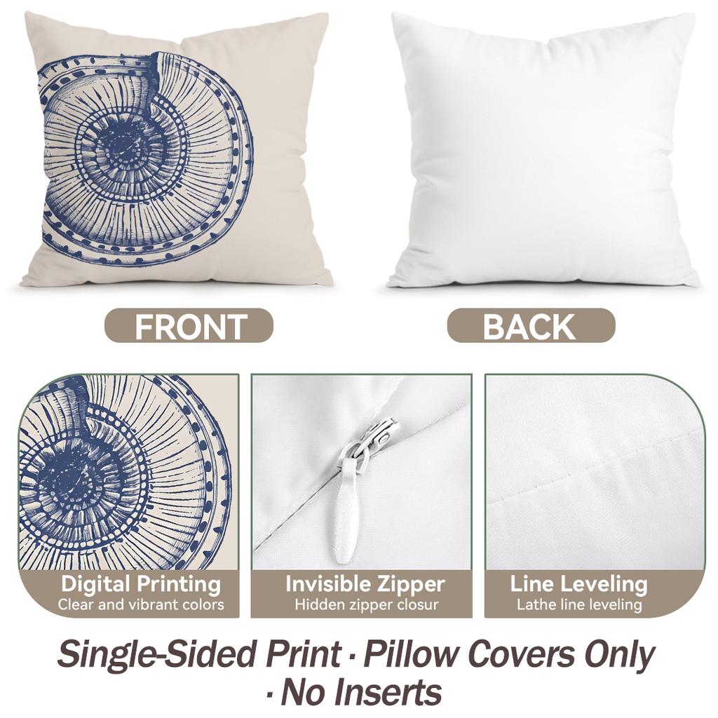 1/4pcs Blue Sea Life Abstract Pattern Cushions Pillowcase Polyester Cushion Cover Throw Pillow Pillowcover Home Car Sofa Decor