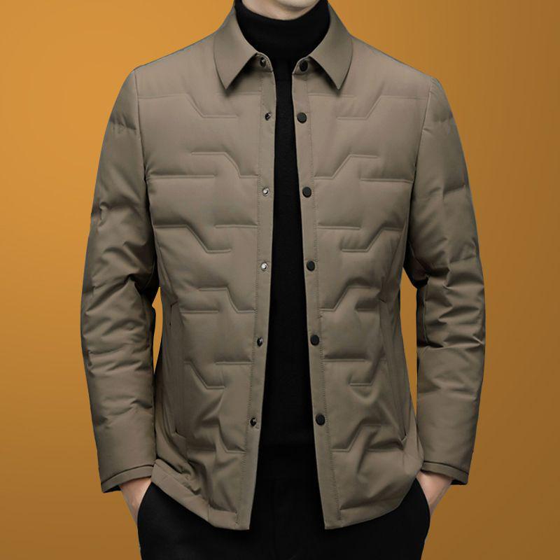 

Men s Midlife Lapel Jacket - Autumn/Winter Thick & Warm Dad Style Cotton Coat L [95-110 kg]