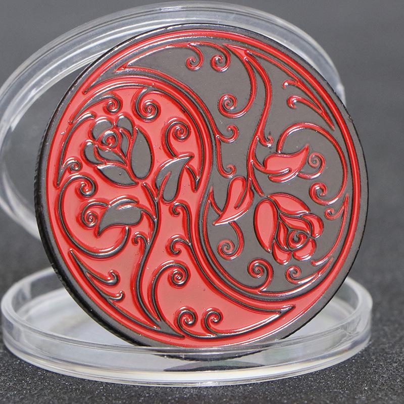 

China s Four Great Divine Beasts, Tai Chi Rose Gold Plated Commemorative Medal, Play Coin, Creative Love Gold Coin, Nickel Ancient Silver Coin