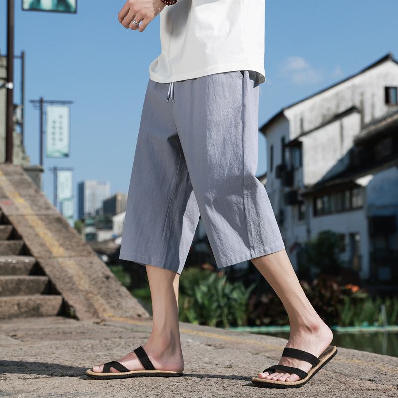 Summer Casual Linen Short Pants New Cotton Straight Mens Lightweight Shorts Large Solid Color Gym Fifth Beach Short Pants