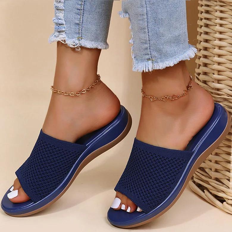 Fashion Women Sandals Soft Flat Sandals Zapatos Mujer Summer Sandals Women Stretch Fabric Footwear Elegant Slippers Shoes Women Female