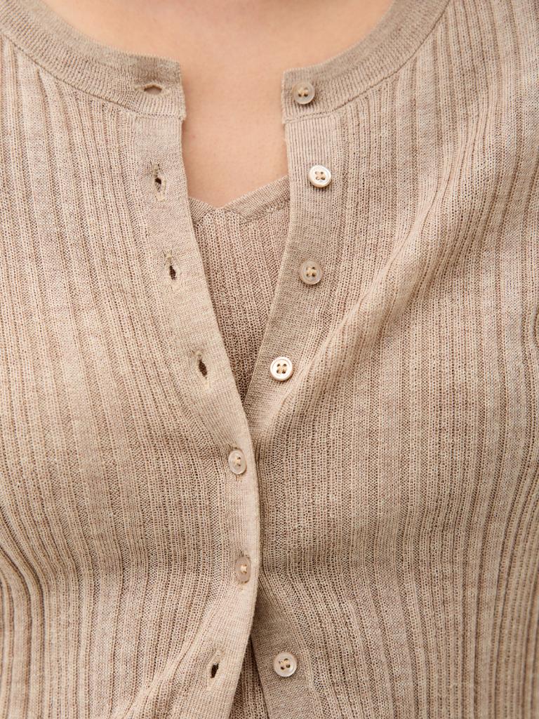Antome Sienna Silk Cardigan Set (Beige)