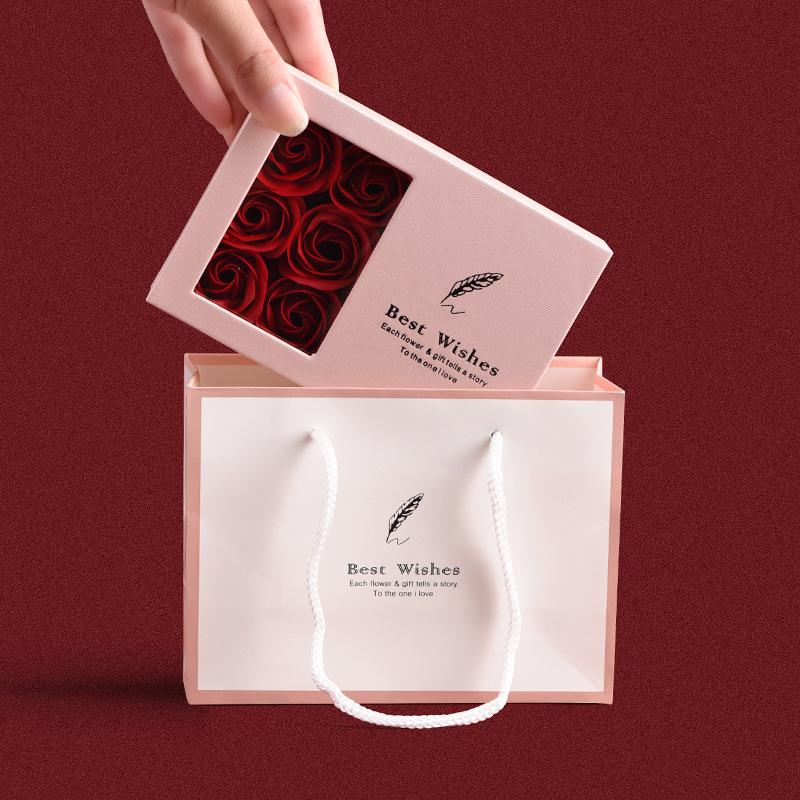 Qixi Festival Valentine's Day Creative Simulation Flower Rose Jewelry Box Mother's Day Girlfriend Gift Packaging Box Box