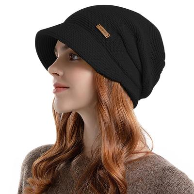SIVAN Strickmütze für Herbst und Winter Fleece Sanft zur Kälte und Pflege Einfarbig Kalt Unisex Damen [Klassische Krempe, Futter, Doppellagige Wärme, Haut]