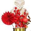 Chinese Year Flower Basket, Festival Photos Props Decoration Fruit Scene Layout Desktop Red Art
