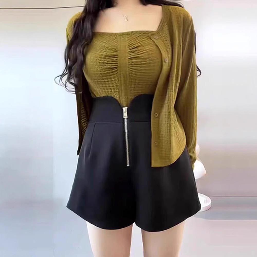 

Women s Plus Size High Waist Black Irregular Summer Shorts - Slimming Design Small