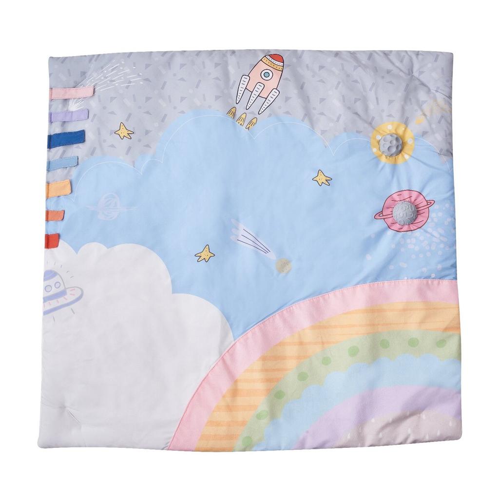 Baby Play Gym Mat Tummy Time Activity Mat with 6 Sensory Toy 35.0" X 35.0"